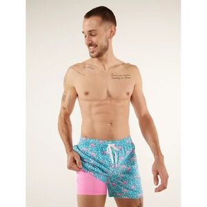 Chubbies Mesh BoxerLined Swim Trunks Shorts Mens XL Turquoise/Pink 5.5 Inseam